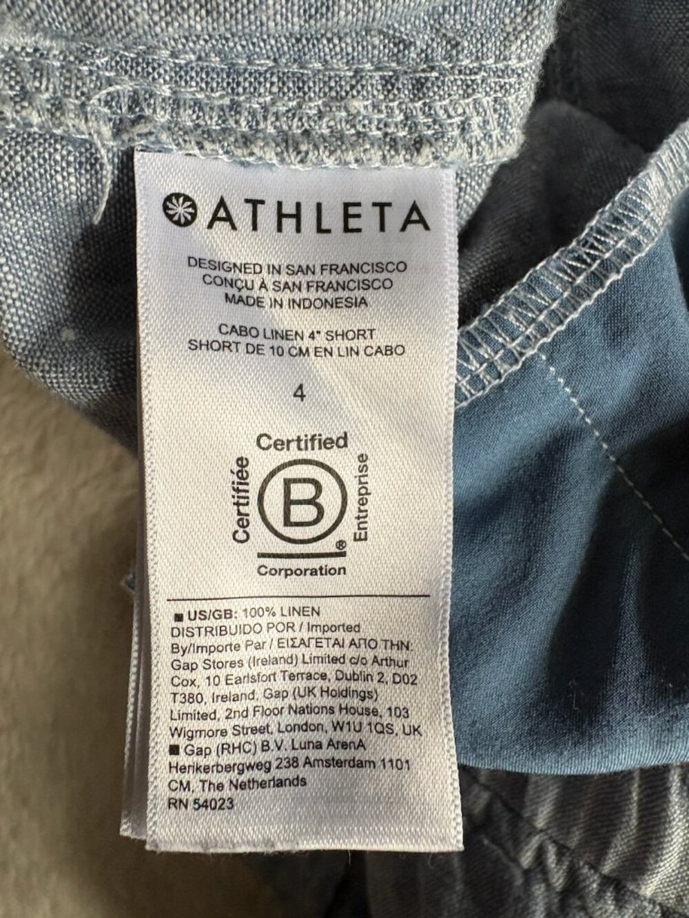 Athleta Cabo Linen 4" Short, Size 4, Blue - Picture 4 of 5